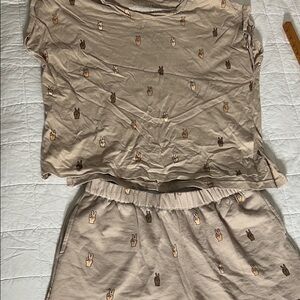 Mighty Fine Taupe Pajama Set Sz M